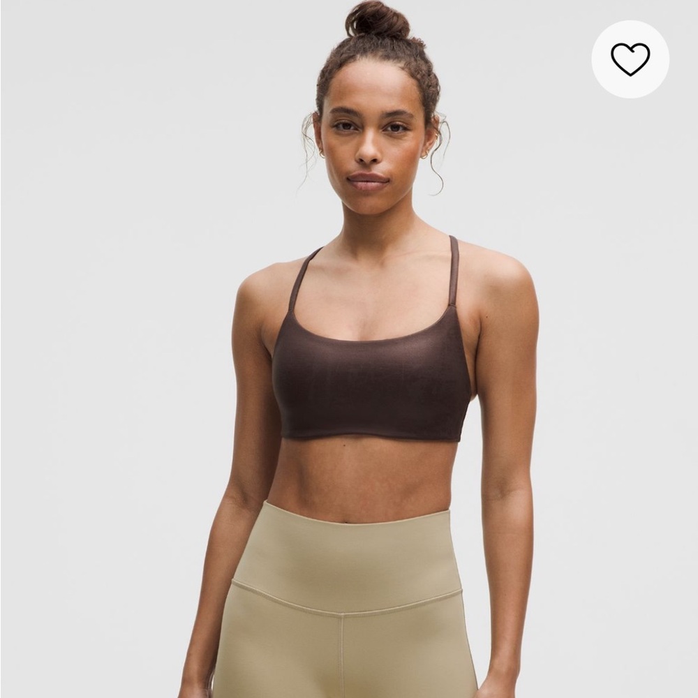 Lululemon Wunder Train A/B Size 2 Espresso Matte Shine Foil Sports Bra